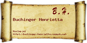 Buchinger Henrietta névjegykártya